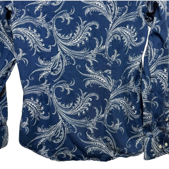 Chaps Blue White Paisley Floral No Iron Button Down Shirt Women’s Size S - Picture 8 of 12